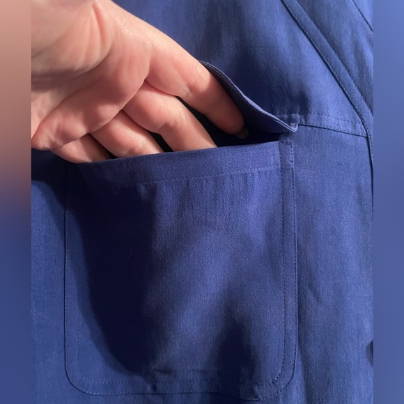 Vintage NWT Tess 100% Silk Blue Button Down Shirt Dress - Picture 6 of 11